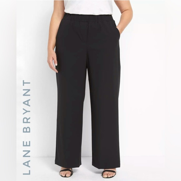 Lane Bryant Black On the Go Straight Leg Career Travel Trouser Pants NWT Size 26 - Picture 1 of 10